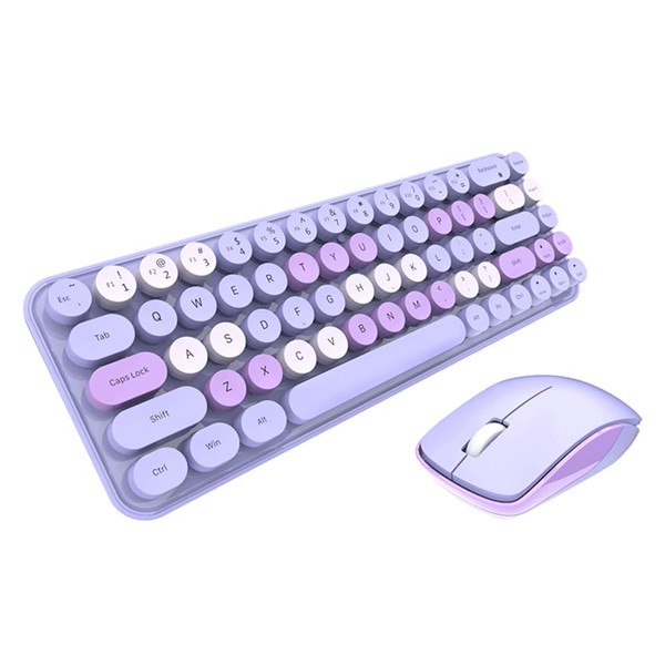 Mini Wireless Keyboard and Mouse Set, Classic Round Keycap, Soundless