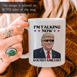 MyCozyCups Wait A Minute, I'm Talking Now Does That Sound Familiar Trump Debate 2024 11oz Mug Trump Vance 24 Felon Outlaw Hillbilly Gift for President 45 47 Supporters, Fans, Dad, Campaign Election