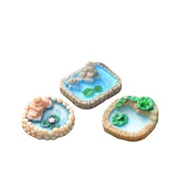 Lotus Flower Miniature Fairy Garden Accessories,Miniature Pond Lawn Garden Ornament Figurines, Mini Lighthouse Water Well Bridge Figurines, Micro Landscape Ornaments for Garden DIY Kit Statues