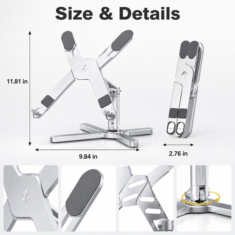 Foldable Laptop Stand for Desk and Travel - Aluminum Alloy