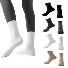 JollyDragon 4 Pairs Pilates Socks For Women,Womens Long Yoga Socks,Non Slip Grip Sock For Ballet,Pilates,Dance,Trampoline,Fitness