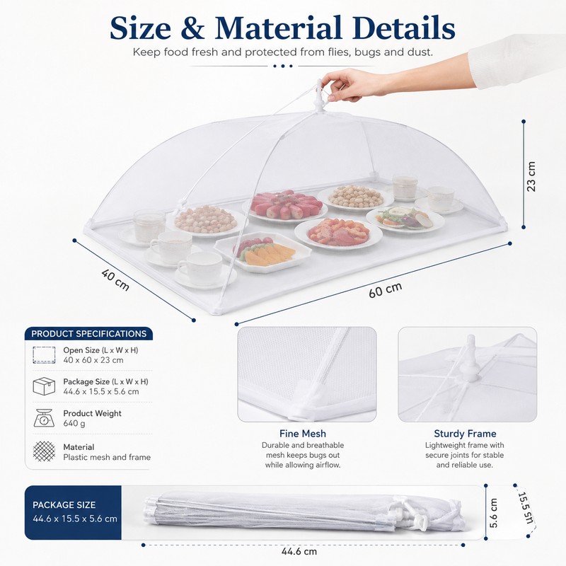 Foldable Mesh Food Cover for Indoor & Outdoor Dining –