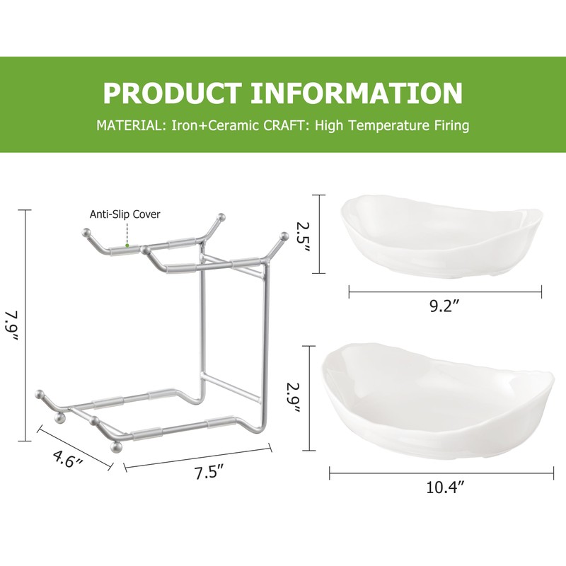 HBlife Fruit Bowl for Kitchen Counter - 2 Tier Ceramic