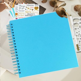 Artmag DIY Scrapbook Album 8 x 8 Inch Hardcover Kraft Blank Paper Scrap Book with 20 Sheets Memory Book for Family Wedding Photography Anniversary (Blue)