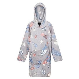 Ex UK Store Boys Oversized Snuggle Hoodie Glow In The Dark Fleece One Size Wearable Blanket - Space Rockets