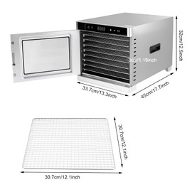 700W Food Dehydrator Stainless Steel Dehydrator Machine with 24H Adjustable Digital Timer and LED Display Screen Food Dryer Machine for Food, Fruit, Vegetable, Meat, Dog Treat, Herbs (8 Trays)