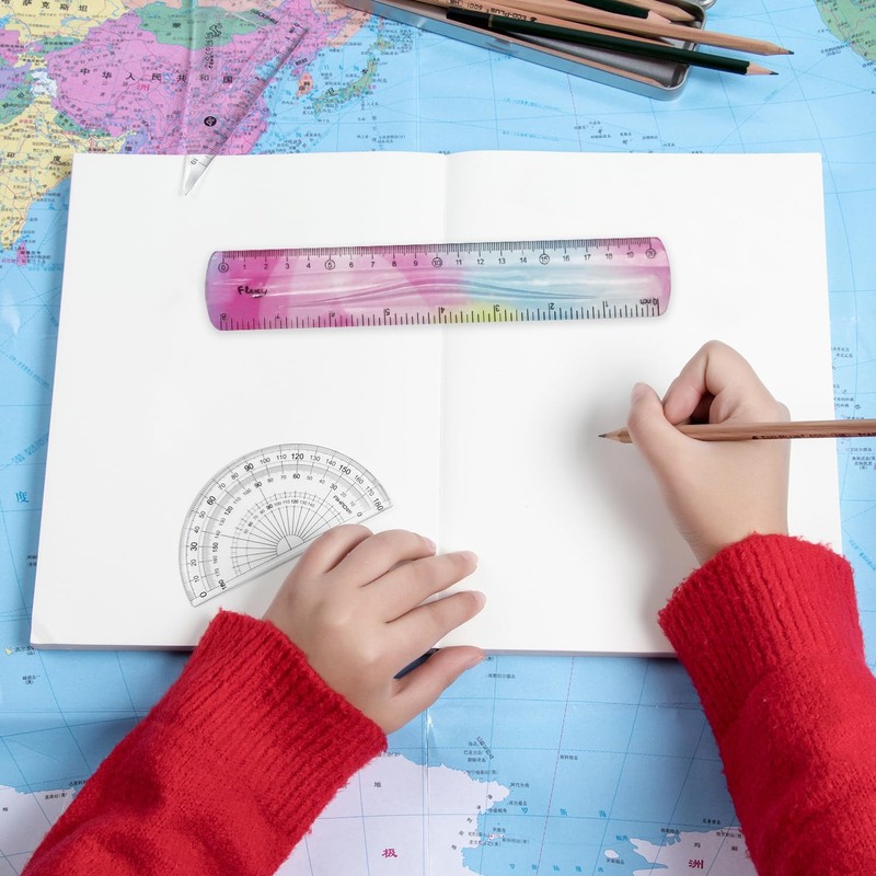 Flexible Ruler, 20cm Gradient Colored Bendy Ruler Shatterproof Straight Edge