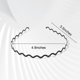 PKRFCJ Silver Headbands for Women 6 PCS,Metal Headband,Wavy Headband Non-slip,Trendy & Comfortable Accessories for Casual & Formal Wear,Black+silver
