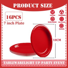 16Pcs Red Paper Plates Party Supplies,Kings Coronation Paper Plates,9" Round Dessert Plates Dinner Luncheon Plates Plates Tableware Solid Color Party Plates for Kings Coronation Decorations