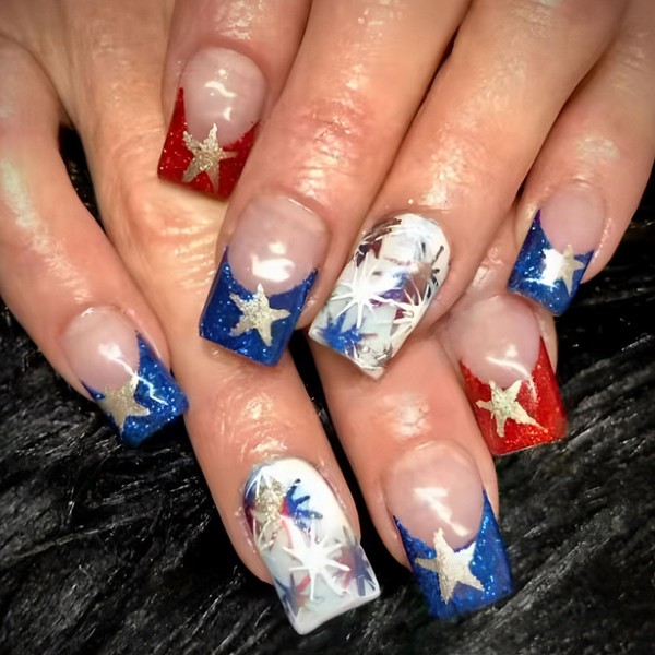 Independence Day Press on Nails Medium Square Fake Nails with