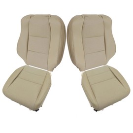 NLQR Front Driver & Passenger Bottom & Top Lean Back Replacement Perforated Seat Covers Tan Microfiber Leather Compatible with Acura TL 2005 2006 2007 2008