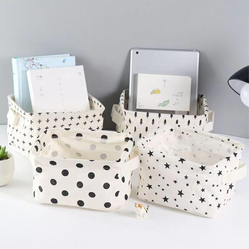 Small Storage Baskets, 4PCS Fabric Storage Basket Organizer with Handles,