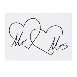 'Mr & Mrs Hearts' Temporary Tattoo - Water Resistant, Skin-Safe, Non-Toxic Transfer (TO00081843)