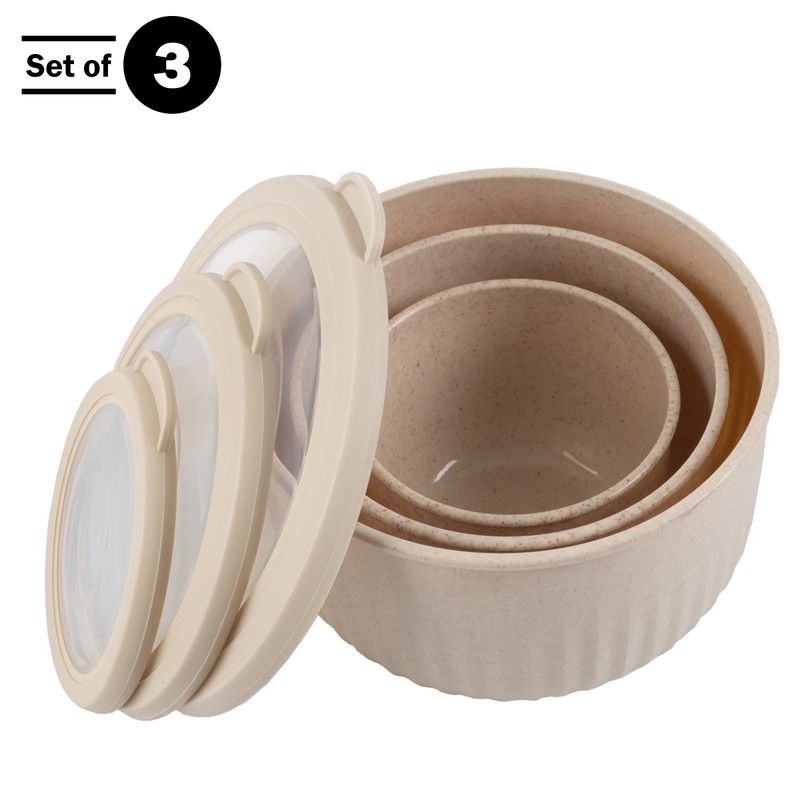 Classic Cuisine Set of 3 Bowls with Lids - Microwave,