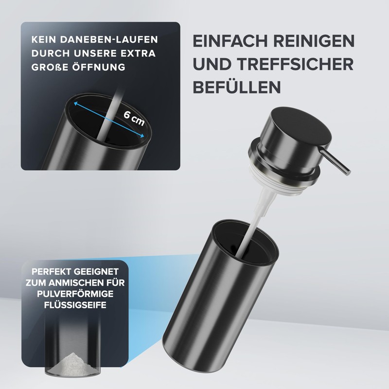 ovimar Galdhoe Soap Dispenser Gunmetal Stainless Steel Free Standing No