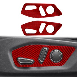 nuoozy Carbon Fiber Font Seat Button Frame Panel Cover Trim Sticker Compatible with Ford Explorer 2014 2015 2016 2017 2018 2019 Interior Accessories Red (2Pcs)