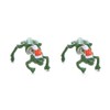 Funny Frog Ear Cuff Earrings Green 3D Frog Earrings for