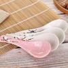 VanEnjoy Set of 4 Chinese/Japanese Ceramic Soup Spoons, Pink Cherry