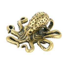 RORPOIR Small Brass Octopus Ornament Unique Octopus Desktop Decoration Elegant Brass Adornment for Home Office Decor for Ocean Lovers