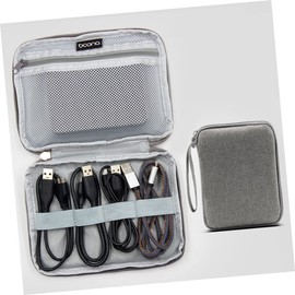 KOMBIUDA Portable Shockproof Hard Drive Case Storage Bag for External Drives Organizes Cables Earbuds and Accessories Grey