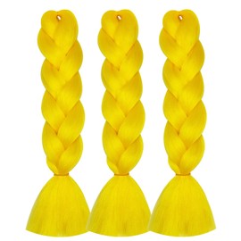 Herina Yellow Hair Extensions 3pcs Bright Yellow Braiding Hair For Fake Braids High Temperature Jumbo Braiding Hair For Braids(3pcs/pack)
