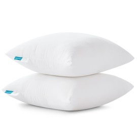 Oubonun 18 x 18 Throw Pillow Inserts - Soft, Plush & Decorative Down Alternative Pillows for Couch Sofa Bed, Machine Washable - White, Pack of 2