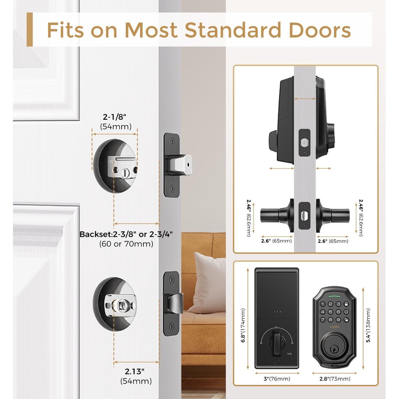 Keyless Entry Door Lock with 2 Handle Set - Smart