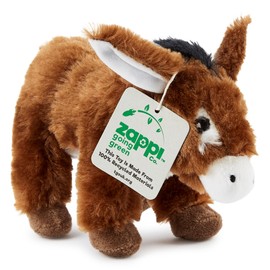 Zappi Co 100% Recycled Plush Donkey Toy (21cm Length) Stuffed Soft Cuddly Eco Friendly animals Collection For New Born Child First kid