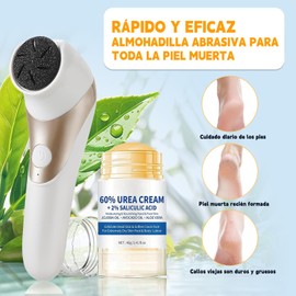 FUWEN Crema Hidratante para Pies, Impermeable Lima Eléctrica para Pies con Crema para Pies, 2pcs, Repara Hidrata Pies Secos y Agrietados, Lima Eléctrica para Pies, Eliminar Piel Muerta y Callosidades