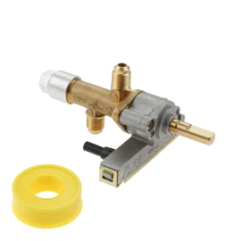 Gas Safety Control Valve with Piezo Push Ignition Device Replacement for Garden Sun Propane Powered Patio Heater Repair Replaces Parts（7/16"-24 UNEF Inlet & Outlet）