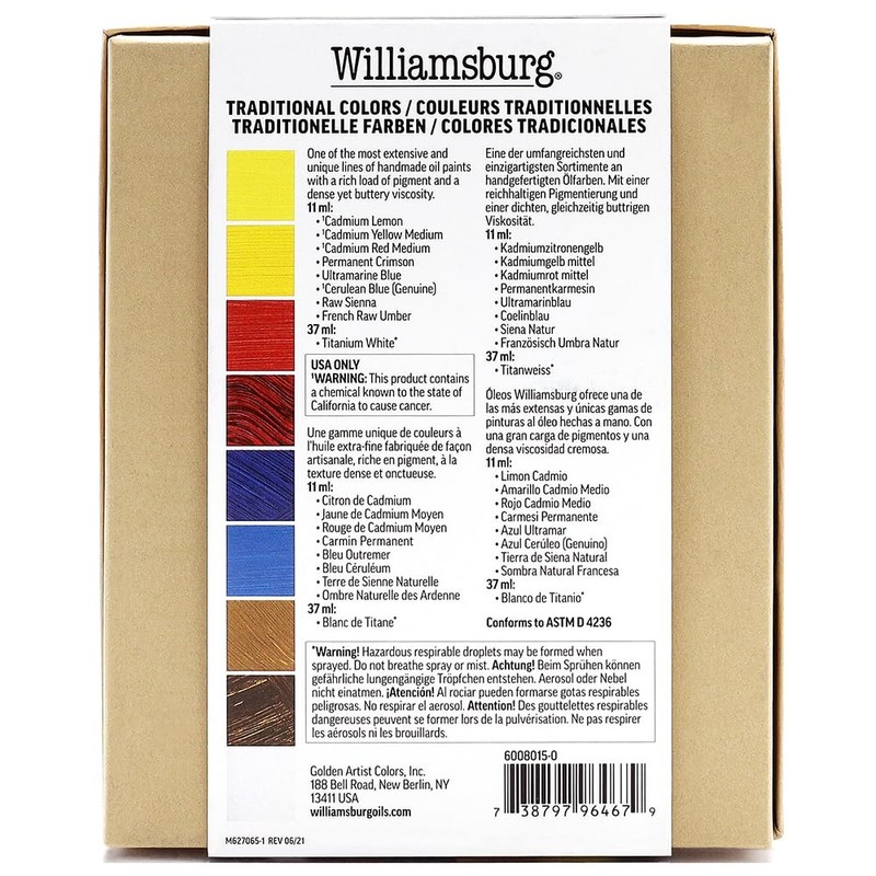 Williamsburg Artist Oil Colors by GOLDEN, Traditional 11ml Set