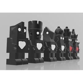 Uniquely Handcrafted Retro Robot Chess Set made from Plant-Based Polymer Resin