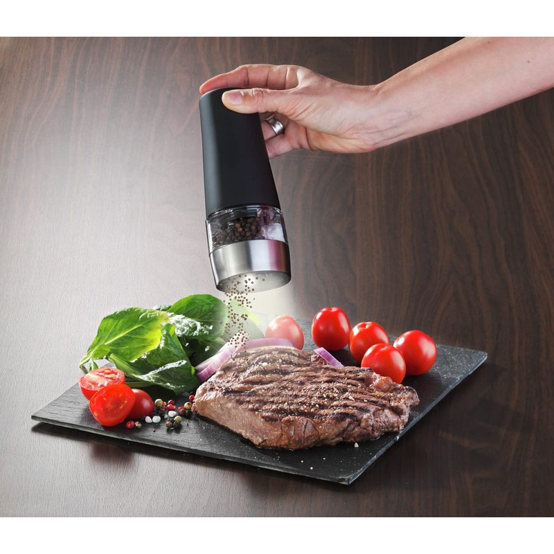 WENKO Electric Mill with Light 2 in 1 Black Salt