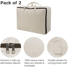 iwill CREATE PRO 2 x Beige Breathable Soft 100% Cotton Storage Bag with Handles