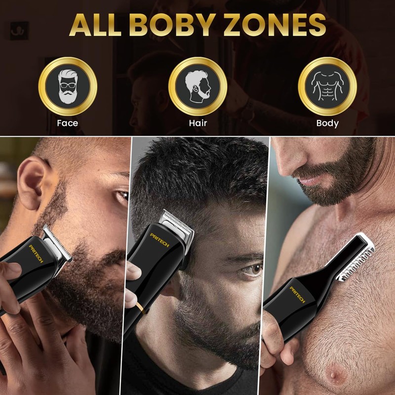 PRITECH Beard Trimmer for Men,6 in 1 Hair Clippers Kit,