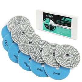 Diamond Wet Polishing Pads Set LEKOMESH - 6 Pieces 100 mm Diamond Polishing Pads for Granite, Marble, Artificial Stone, Quartz, #50-#3000 Polishing Sponge for Grinders or Polishers