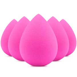 BEAKEY 5 Pcs Makeup Sponges, Latex-Free Beauty Sponge for Flawless Liquid, Cream, and Powder Application, Rose Pink Sponges
