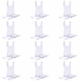 FIBOUND 12-Pack Adjustable Acrylic Display Easels - Multi-Purpose Clear Plastic Stands for Exhibiting Books, Tablets, Photos & Plates, Versatile Presentation Holders for Retail or Home Use