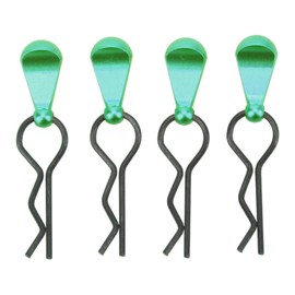 4pcs RC Body Clips R Pins Stainless Steel R Clips with Aluminium Alloy Pull Tabs for 1/8 1/10 RC Car Green