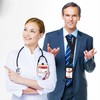 1 Pcs ID Badge Holder with Double-Sided Windows Vertical Hard