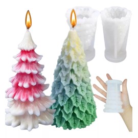 2pcs Árbol De Navidad Molde De Resina Para Velas De Silicona