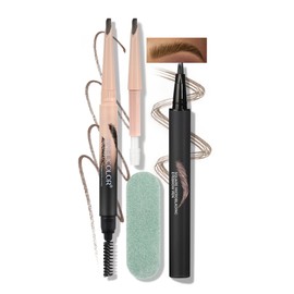 Anglicolor Microblading Eyebrow Pen, Liquid Eyebrow Pencil, Square Angled Eyebrow Brush Natural Hair-Like Brow, Long-Lasting, Waterproof Eyebrow Pen Easy To Color Quick Drying (02 Brown)