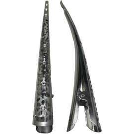 Time Roaming Duck Bill Clip Color Silvery Flower Shaped 5.1" Length Large Size without Teeth Pack of 4