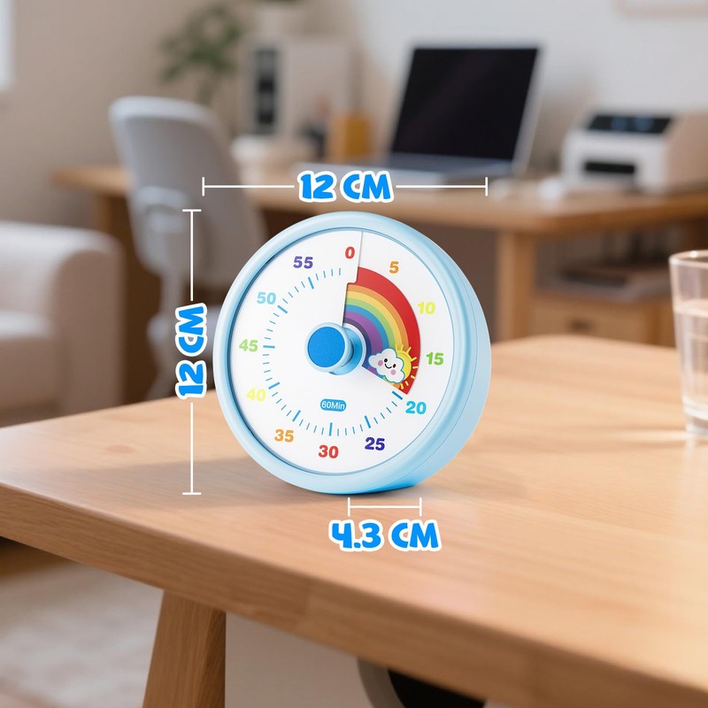 SIMQELLI Kids Visual Timer, 60 Minutes Countdown Silent Rainbow Pattern