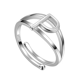 Initial Letter Open Ring Adjustalbe 925 Sterling Silver Alphabet Band Ring Monogram Name Jewelry Women Gilrs Boho Ring Jewelry FR0015P