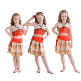 ChicFlow Moana Costume, Ocean Legend, Cosplay, Children's Suit, Moana Costume, Children, Performance, Costume, Party, Halloween, Christmas, Stage Performance, 3-Piece Set