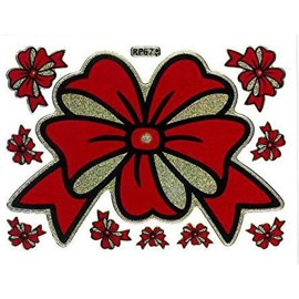 XIAXIN TSS-678 Waterproof Ribbon Stickers Gift Wrapping Sticker Set, Hologram Glitter, PVC, Weatherproof, Waterproof, Indoor and Outdoor Use (1 Piece, Red)