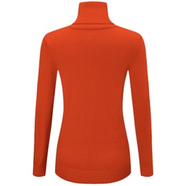 QZH.DUAO Women's Fashion Basic Solid Turtleneck Knit Sweater, 1# Orange, Large