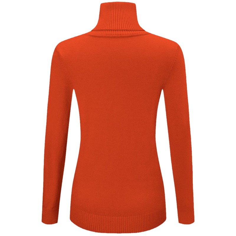 QZH.DUAO Women's Fashion Basic Solid Turtleneck Knit Sweater, 1# Orange,