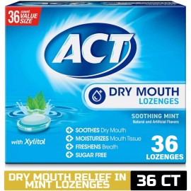 ACT Dry Mouth Lozenges with Xylitol, Soothing Mint, 36 Lozenges